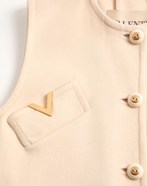 Valentino - Compact Drap Gilet - Birch - Woman - Coats And Outerwear