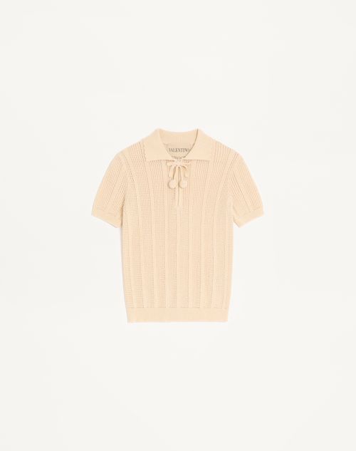 Valentino Embroidered Cotton Knit Polo Woman Ivory M