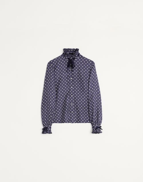 Valentino Camicia In Twill Stampa Plusdepois Donna Navy/betulla 46