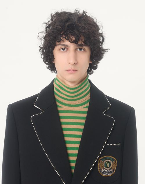 Valentino - Valentino Single-breasted Wool Jacket With Valentino Patch - Black - Man - Coats And Blazers