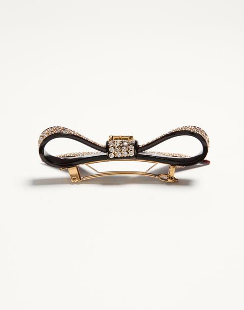 Valentino Garavani - Vlogo Signature Hair Clip In Resin, Metal And Crystals - Tartaruga/gold/crystal - Woman - Hair Accessories