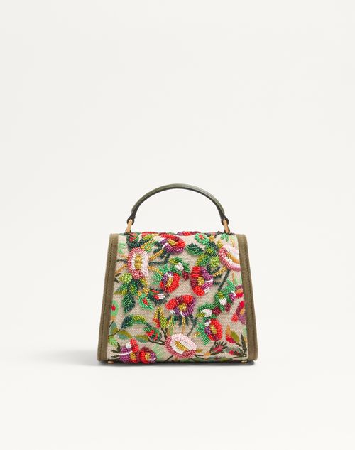 Valentino Garavani - Valentino Garavani Vsling Mini Embroidered Handbag With Jewel Logo - Natural/multicolor - Woman - Top Handle Bags