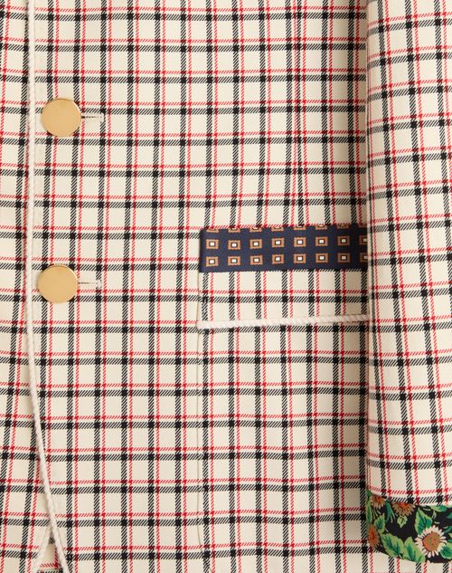 Valentino - Single-breasted Cotton Jacket With Check Pattern And Printed Edges - Yellow/black/red - Man - Coats And Blazers