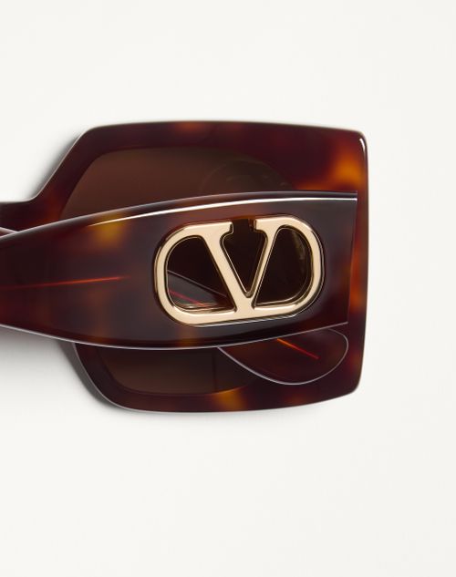 Valentino - Rectangular Acetate Eyewear - Havana/brown - Woman - Eyewear