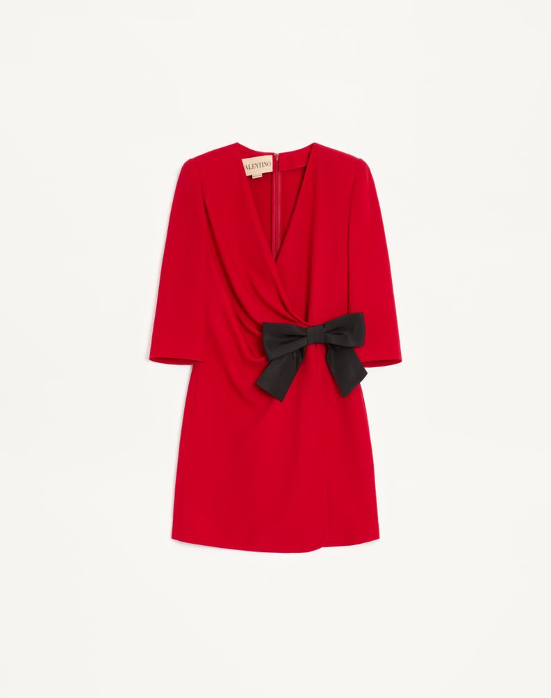Valentino Women's Paris/Black Cady Couture Short Dress With Faille Bow Woman 48