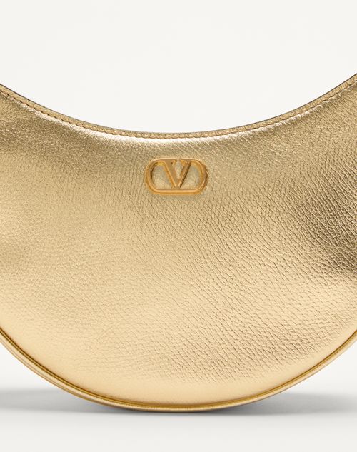 Valentino Garavani - Vlogo Signature Mini Hobo Bag In Laminated Grainy Calfskin - Antique Brass - Woman - Shoulder Bags