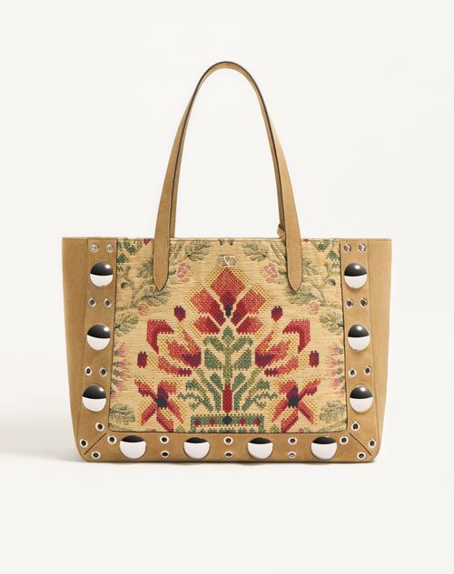 Valentino Garavani Bolso De Compras Mediano Valentino Garavani Nellcôte De Jacquard Hombre Havana Beige/multicolor Un Tamaño
