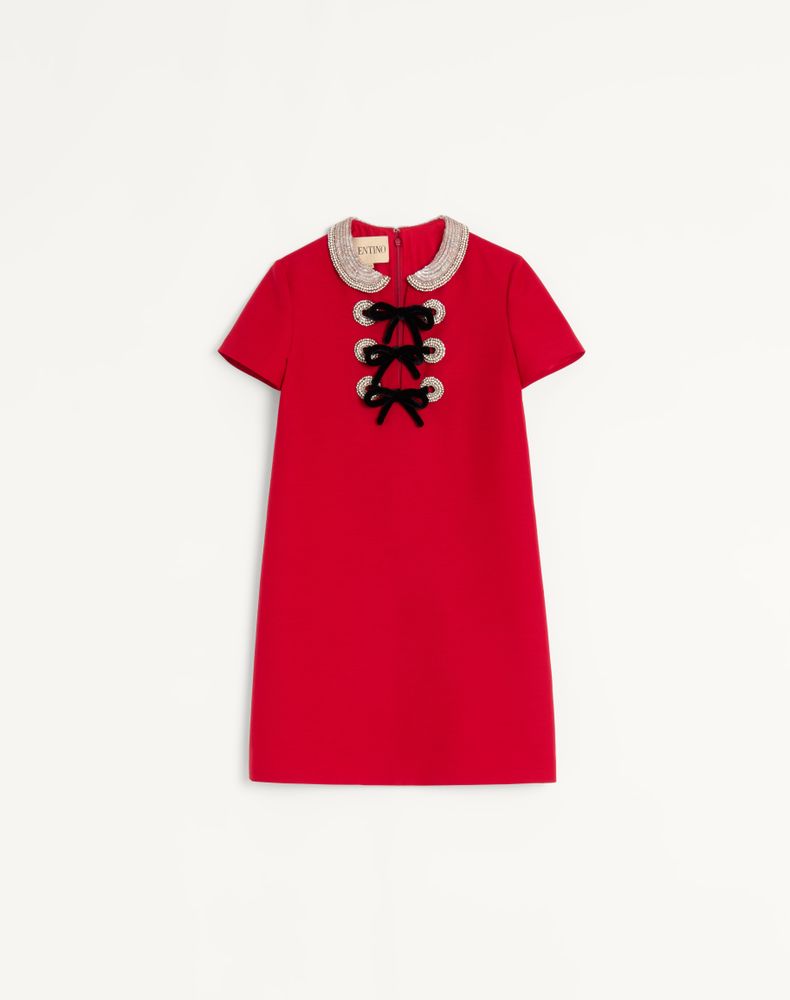 Valentino Women's Paris Embroidered Crepe Couture Short Dress Woman 48