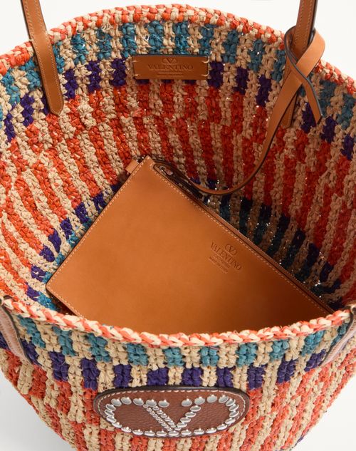 Valentino Garavani - Valentino Garavani Raffia Shopping Bag - Multicolour - Woman - Totes