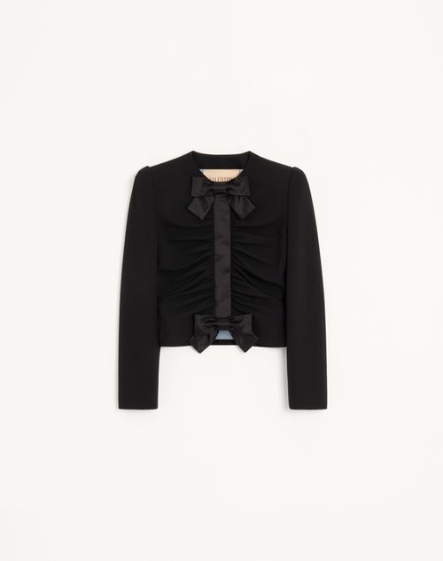 Valentino - Cropped Jacket In Crispy Light Wool - Black - Woman - Jackets And Blazers