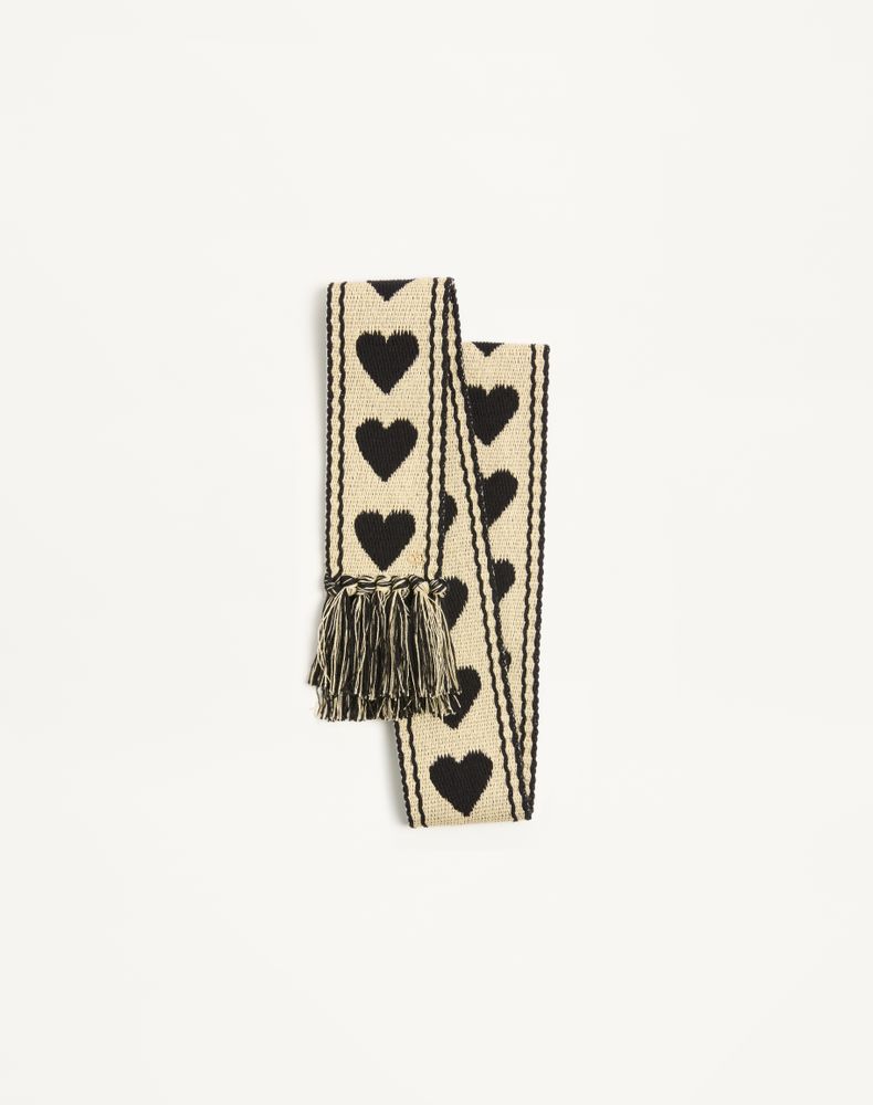 Valentino Garavani Men's Butter/Black Antibes Cotton Scarf With Fringe Man Uni