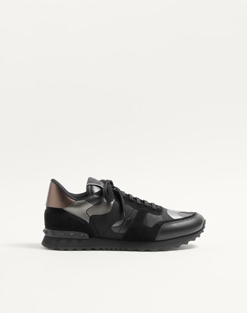 Valentino Garavani - Rockrunner Camouflage Noir Metallic Sneaker - Black - Man - Sneakers