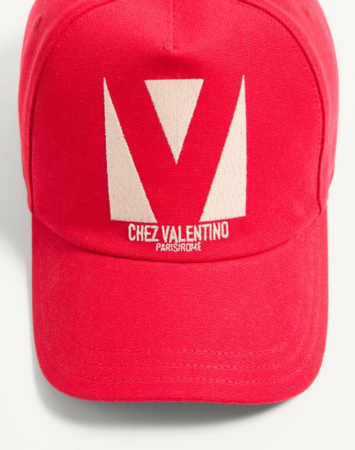 Valentino Garavani - Chez Valentino Cotton Baseball Cap With Embroidery - Pink/butter - Man - Hats And Gloves