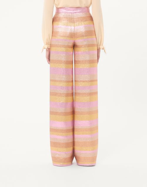 Valentino - Lumiere Nocturne Barré Lurex Pants - Rose Gold - Woman - Pants And Shorts