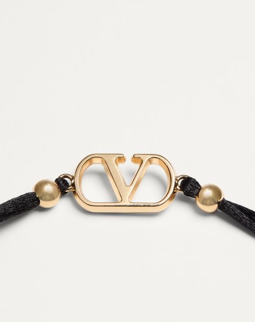 Valentino Garavani - Vlogo Signature Valentino Garavani Cotton Bracelet - Black - Woman - Jewelry