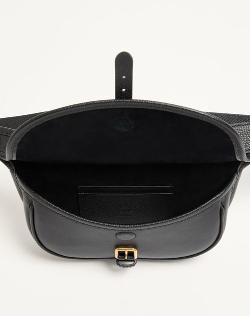 Valentino Garavani - Valentino Garavani Antibes Calfskin Pouch - Black - Man - Belt Bags