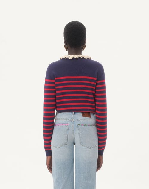 Valentino - Cotton Jumper - Provence Blue/paris - Woman - Knitwear