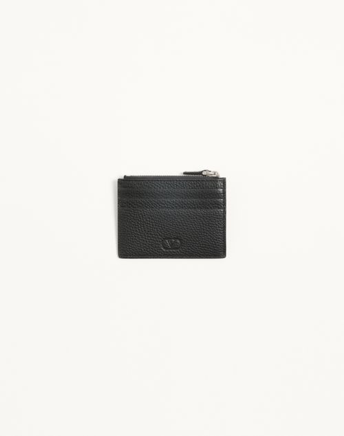 Valentino Garavani - Rockstud Grainy Calfskin Cardholder - Black - Man - Wallets And Small Leather Goods
