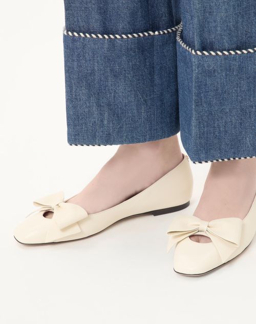 Valentino Garavani - Bowow Kidskin Ballerina - Ivory - Woman - Ballerinas