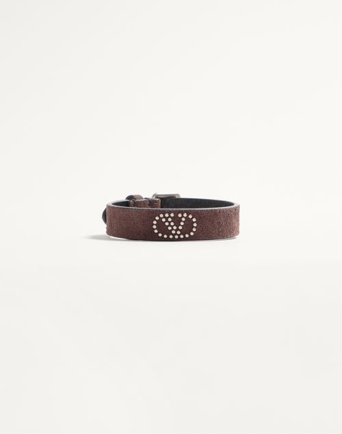 Valentino Garavani - Vlogo Signature Bracelet In Suede And Metal - Brown - Man - Jewelry