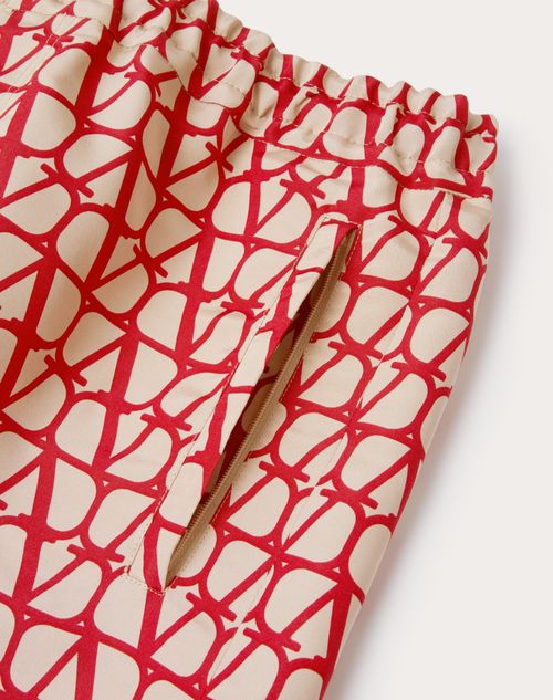 Valentino - All-over Toile Iconographe Print Silk Faille Bermuda Shorts - Beige/red - Man - Pants And Shorts