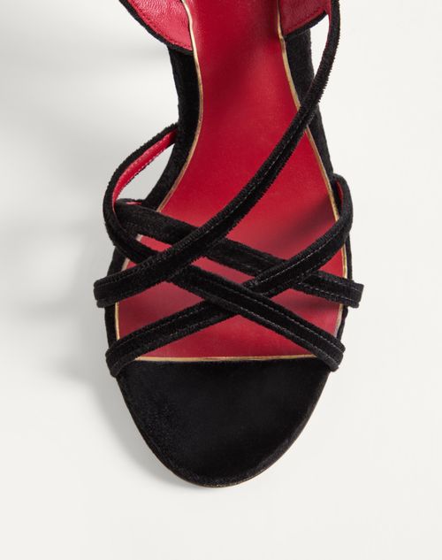 Valentino Garavani - Fetishique Velvet Sandal 105mm - Black - Woman - Sandals