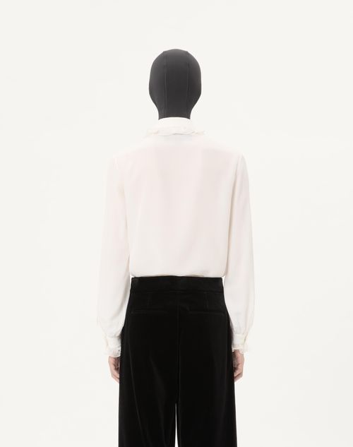 Valentino - Valentino Crepe De Chine Silk Shirt With Ruffles - Ivory - Man - Shirts