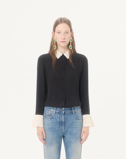 Valentino - Georgette Blouse - Black/ivory - Woman - Shirts And Tops