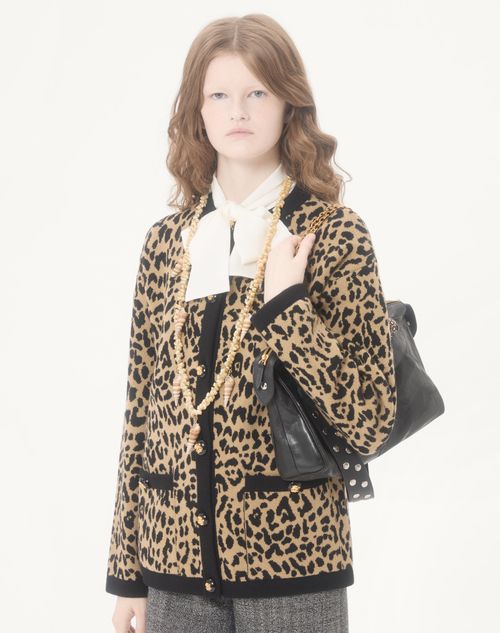 Valentino - Jacquard Wool Knit Jacket With Animal Pattern - Animal Print - Woman - Jackets And Blazers