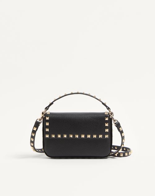 Valentino Garavani Rockstud Grainy Calfskin Pouch Woman Black Onesize