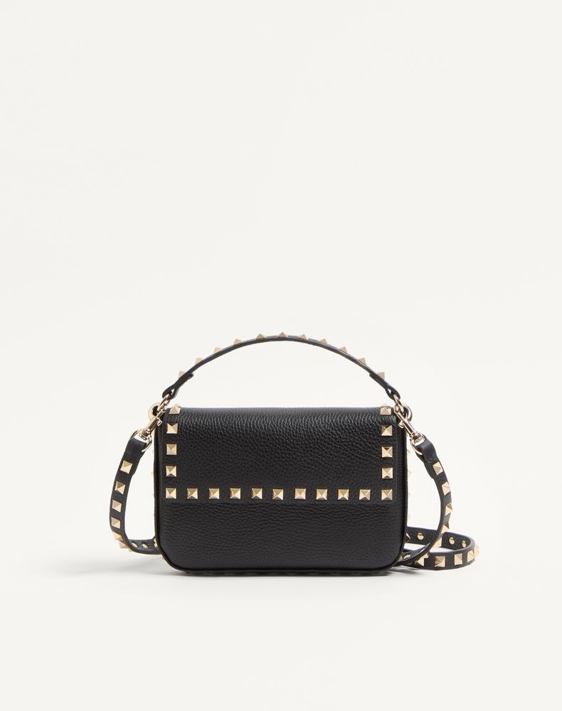 Valentino Garavani Women's Black Rockstud Grainy Calfskin Pouch Woman Uni