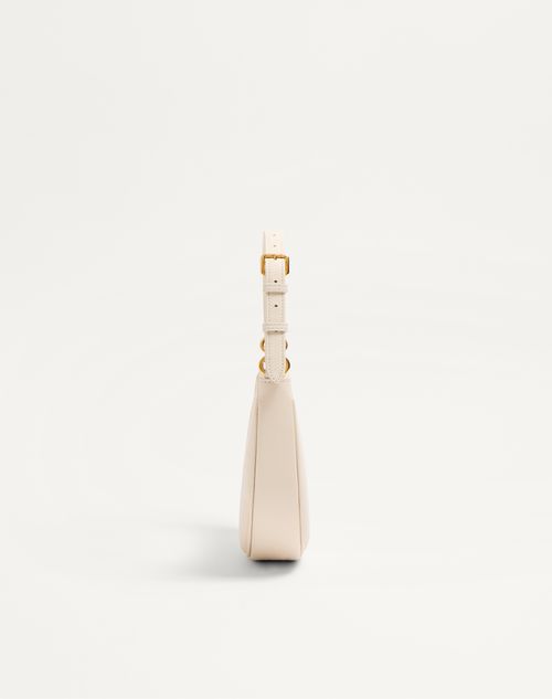 Valentino Garavani - Vlogo Signature Mini Hobo Bag In Grainy Calfskin - Light Ivory - Woman - Shoulder Bags
