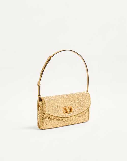 Valentino Garavani - Valentino Garavani Devain Small Shoulder Bag In Cloqué Jacquard Fabric. - Gold - Woman - Shoulder Bags