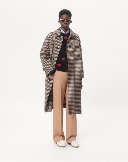 Valentino - Mohair Wool And Lurex Sweater With Heart Jacquard Pattern - Black/red - Man - Knitwear