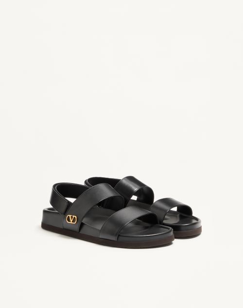 Valentino Garavani - Studshield Calfskin Sandal - Black - Man - Sandals