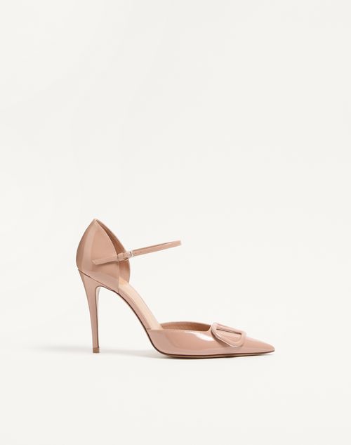 Valentino Garavani Vlogo Signature D'orsay Patent Leather Pumps 100mm Woman Rose Cannelle 40