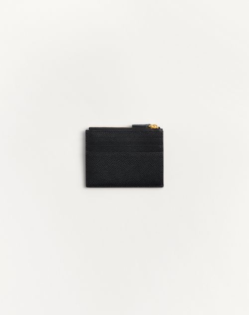Valentino Garavani - Vlogo Signature Grainy Calfskin Card Holder - Black - Woman - Wallets And Small Leather Goods