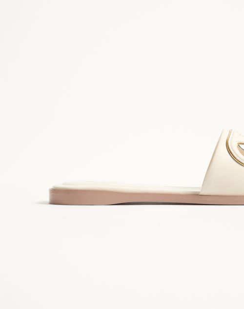 Valentino Garavani - Vlogo Cut-out Calfskin Slide Sandal - Ivory - Woman - Slides And Thongs