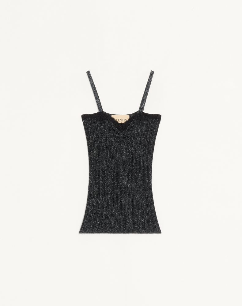 Valentino Women's Black/Silver Lurex Knit Top Woman Xs