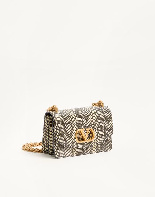 Valentino Garavani - Valentino Garavani Vain Shoulder Bag In Elaphe Leather With Cobra Print - Ivory/black - Woman - Shoulder Bags