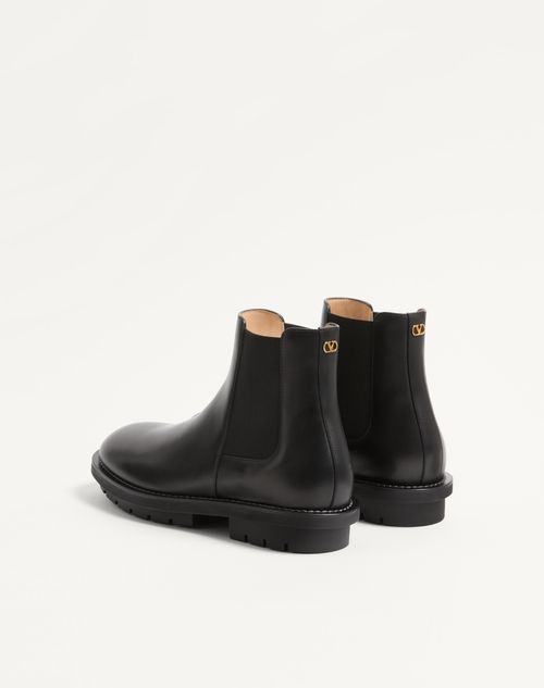 Valentino Garavani - Urbie Calfskin Ankle Boot - Black - Man - Boots