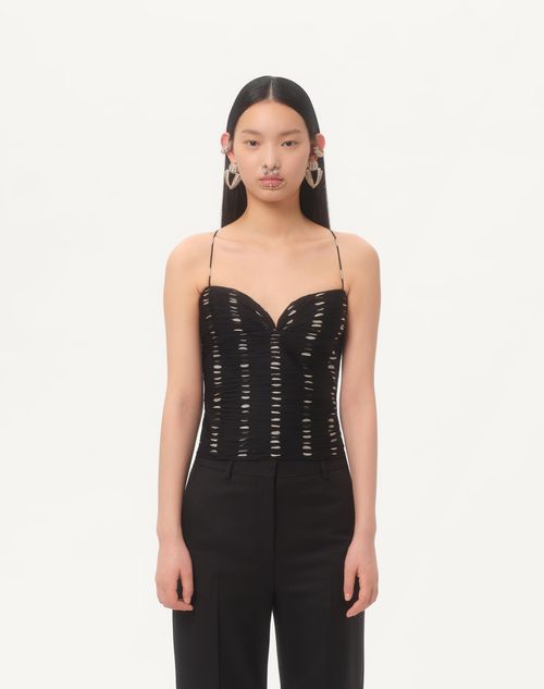 Valentino - Chiffon Top With Plusdepois Print - Black/birch - Woman - Shirts And Tops