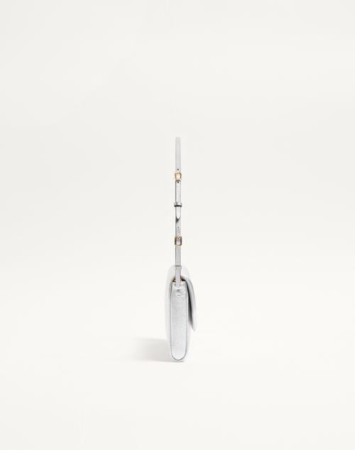 Valentino Garavani - Valentino Garavani Devain Small Shoulder Bag In Laminated Nappa Leather - Silver - Woman - Shoulder Bags