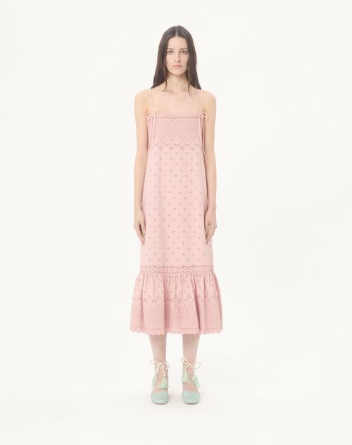 Valentino - Midi Dress In Sangallo With Fleur A Jours Margheritine - Pink - Woman - Dresses