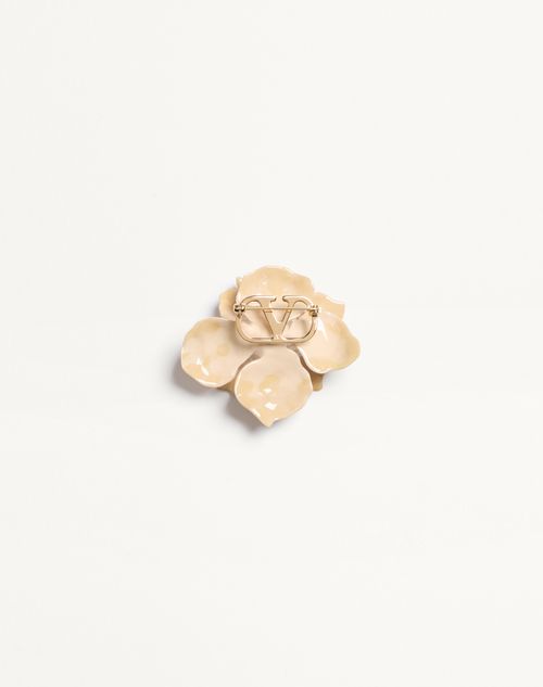 Valentino Garavani - Fleur Lumineuse Brooch In Metal, Enamel And Fabric - Gold/ivory - Woman - Fashion Jewelry