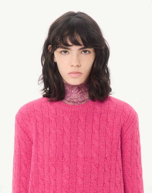 Valentino - Mouliné Wool Jumper - Fuchsia - Woman - Knitwear