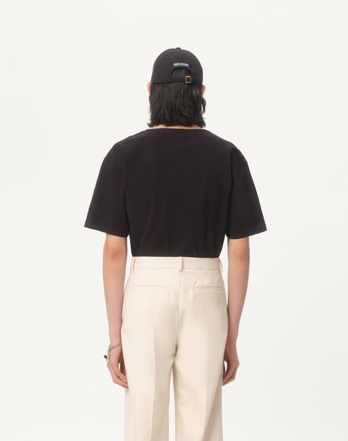 Valentino - Cotton T-shirt With Cherryfic Print - Black/butter - Man - Tshirts And Sweatshirts