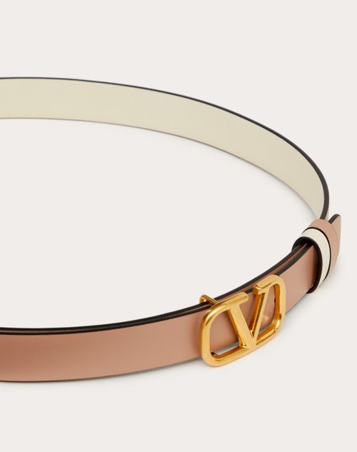 Valentino Garavani - Reversible Vlogo Signature Belt In Glossy Calfskin 20 Mm - Ivory - Woman - Accessories