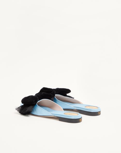 Valentino Garavani - Reinette Satin Mule - Azure - Woman - Ballerinas
