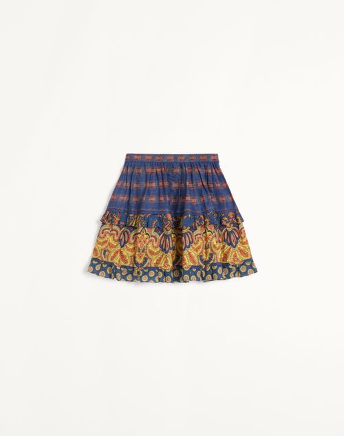 Shop Valentino Skirt In Lino Paisley Medaglioni Voyage Imaginaire Woman Multicolour 42 In Indigo/multicolour